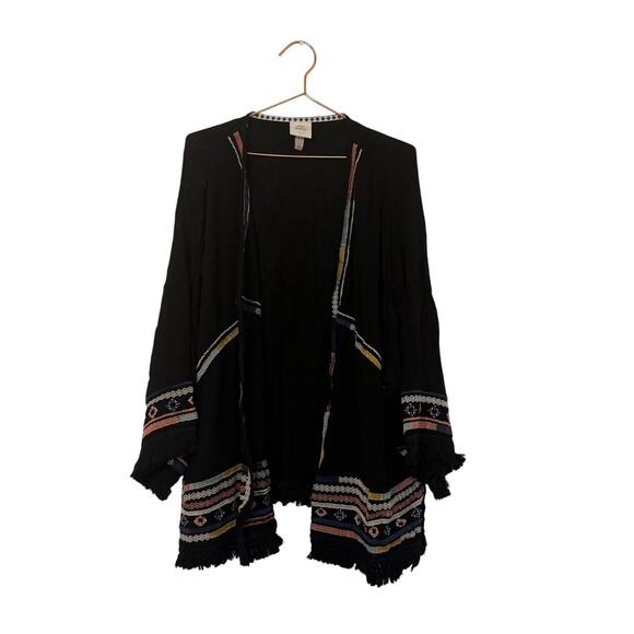 Knox rose boho embroidered fringe kimono size large - Picture 3 of 7